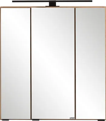 Produktbild von Spiegelschrank 60 cm mit LED-Aufbauleuchte in Wotan Eiche Nb. MARLING-03, B/H/T ca. 60/64/20 cm