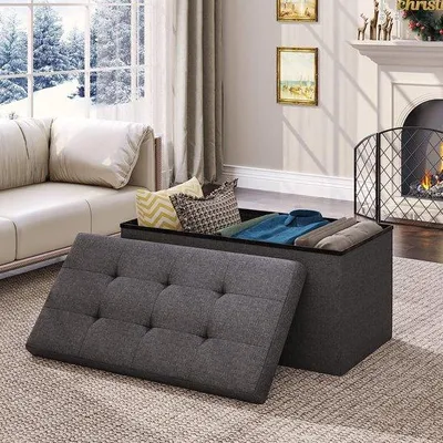 Image de Banc pliant avec rangement, gris foncé, 76 x 38 x 38 cm, 300 kg
