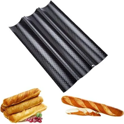Image de Moule à pain - Convient pour 3 pains - Revêtement antibactérien - Idéal pour faire son pain à la maison - Noir