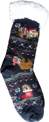 Produktbild von GKA Damen ABS Plüsch Kuschelsocken A9 dunkelblau 39-41 Winter Norweger Hüttensocken Socken Norwegersocken Hausschuhe