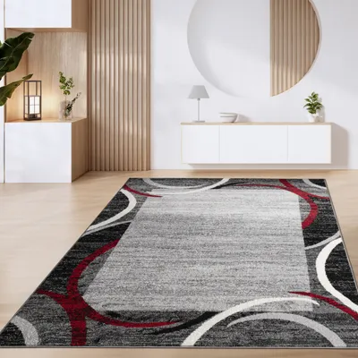 Produktbild von Teppich Wohnzimmer Kurzflor Marokkanische Kreis Und Bordüren Muster Modern Grösse 120x170 cm