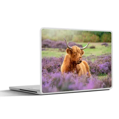 Produktbild von MuchoWow® Laptop Aufkleber Sticker Cover Schottischer Highlander - Braun - Büsche 30x22 cm - Laptop-Sticker