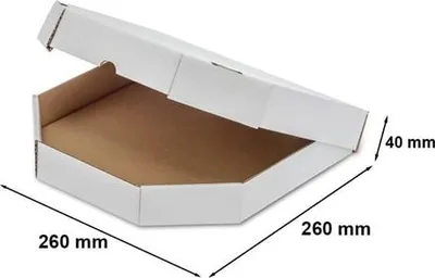 Obrázok produktu pre Biele kartóny na pizzu 260 x 260 x 40 mm