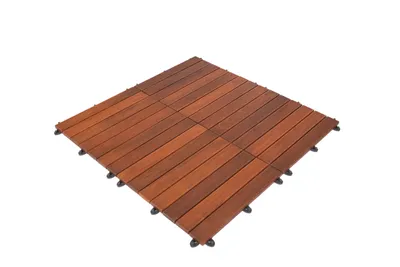 Produktbild von GUMI Holz Terrassendielen Terrassenfliesen Balkonfliesen Klickfliesen Thermoesche 1 m² – Modulares Klicksystem Stecksystem für Balkon und Terrasse | Montage ohne Werkzeug | Reihen