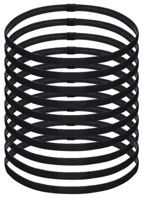 Image de Chiluxendo, lot de 10 bandeaux pour cheveux, pour garçons, couleur noire, idéal pour le sport, bandeau antidérapant
