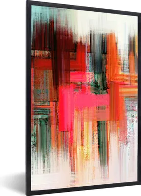 Produktbild von MuchoWow® Gerahmtes Poster Ölgemälde - Abstrakt 60x90 cm - Poster mit Schwarzem Bilderrahmen Wandposter Rahmen Foto Bilder - Kunst