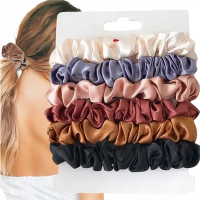 Zdjęcie produktu dla GUMKI DO WŁOSÓW MINI SCRUNCHIES 6 SZT GUMKA ZESTAW FROTKI KUCYKI gumeczki