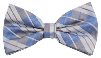 Produktbild von Fabio Farini - 1 Stück Herren Karomuster Fliegen - Männer Querbinder Vorgebunden Bowtie Blau/Grau/Weiß