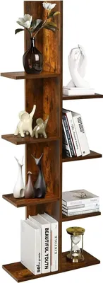 Immagine prodotto di Libreria a forma di albero - Scaffale a colonna - 8 ripiani - Legno - Autoportante - Da montare - Marrone