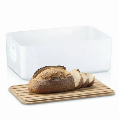 Obrázok produktu pre Kôš na chlieb s doskou na krájanie Plastový kôš na chlieb Bread Box White 36,5 x 23,7 cm New