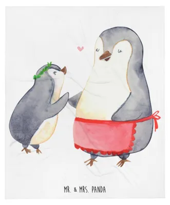 Produktbild von Mr. & Mrs. Panda Bettdecke Pinguin mit Kind - Weiß - Geschenk, Plaid, Mutter, Tagesdecke, Decke, Couchdecke, Muttertag, Lieblingsmensch, Mama, Vorbild, Kuscheldecke