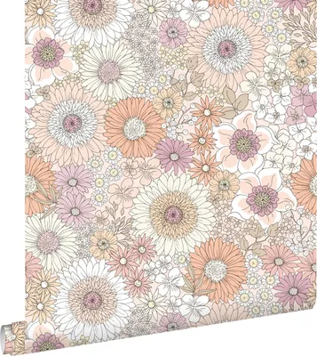 Immagine prodotto di ESTAhome carta da parati fiori retrò beige e rosa 50 x 900 cm