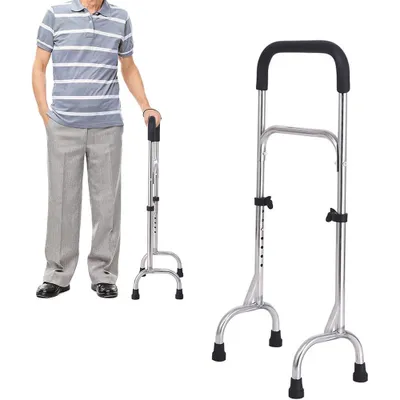 Obrázek produktu pro Pomůcka pro chůzi pro muže a ženy, stabilní, lehká pomůcka pro mobilitu seniorů, nastavitelné hole, lehké hole z nerezové oceli 74 až 90 cm