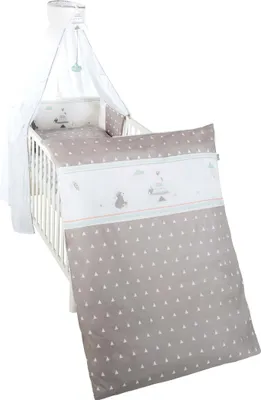 Produktbild von roba Kinder-Bettgarnitur 4-tlg 'Indibär', Bettwäsche 100x135 (Decke & Kissen), Nestchen, Himmel