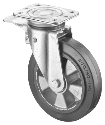 Imagen del producto de Rueda giratoria de alta capacidad, modelo N100, con freno, diámetro de 200 mm, capacidad de carga de 450 kg - N120.B80.200