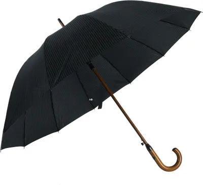 Image de Parapluie avec poignée en bois ø114 cm - Parapluie, motif à pois, ouverture automatique noir