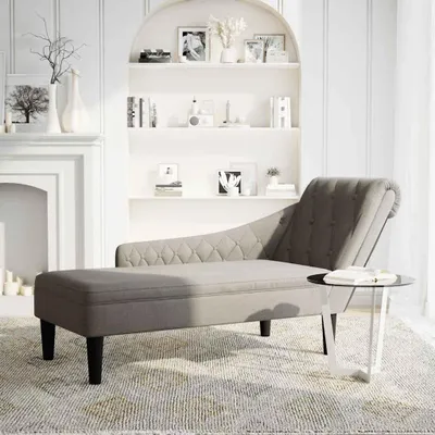 Produktbild von vidaXL Chaiselongue mit Kissen und Rechter Armlehne Taupe Stoff