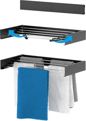 Produktbild von Praktischer, verstellbarer Badezimmerschoner, 80 cm, kompakt, schwarz, perfekt für Kleineinsatz im Bad oder auf dem Balkon