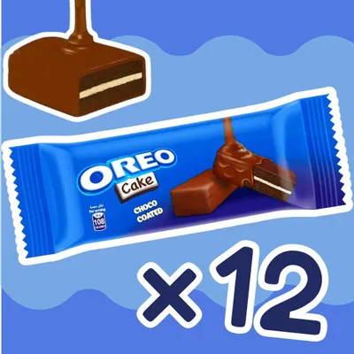 Produktbild von Oreo Choco Coated Soft Cake – 12 x 24g | Weicher Kakaokuchen mit Vanillefüllung & Schokoglasur+Heartforcards Versandschutz