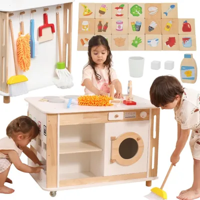 Produktbild von VIGA Haushaltszentrum 3in1 mit Zubehör – Lernen und Spaß für Kinder