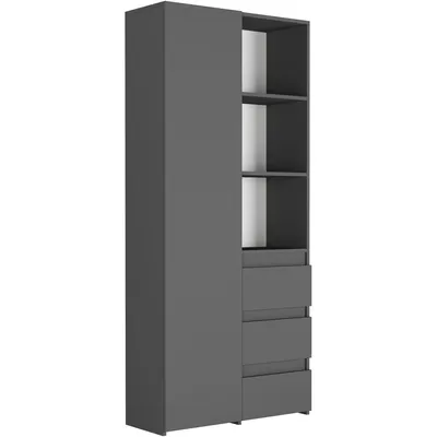 Produktbild von Framire Regal mit Türen, Schubladen und 3 Fächern 180 x 80 x 30 cm, Modell MODERN B80S3, Anthrazit
