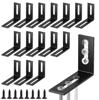 Produktbild von Winkelverbinder Metall 90 Grad Schwarz 16 Stück 40x60mm verstellbar