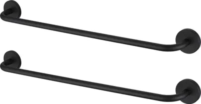 Produktbild von 2 pcs Auralum Edelstahl Handtuchhalter Handtuchstange Badetuchhalter Badezimmer 60 CM Duschtuchhalter Wandmontage, Matt Schwarz