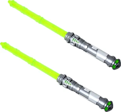 Produktbild von 2 Stück tevenger Laserschwert Lichtschwert Feste Klinge 60 cm Sound wechselbare Lichteffekte Kinder Spielzeug Schwert Grün