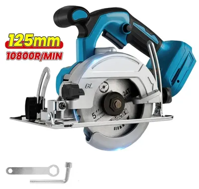 Produktbild von Mini Handkreissäge - Bürstenlose 125 mm Akku Kreissäge - 10800 U/min - Verstellbarer Gehrungswinkel - Handgeführt 18 V - Ohne Akku