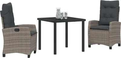 Obrázek produktu pro vidaXL Zahradní jídelní set, 3 kusy, šedá barva, polyratan