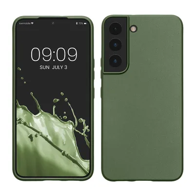 Immagine prodotto di kwmobile custodia compatibile con Samsung Galaxy S22 cover - cover protettiva in silicone metallizzato scintillante - cover per cellulare verde abete metallizzato
