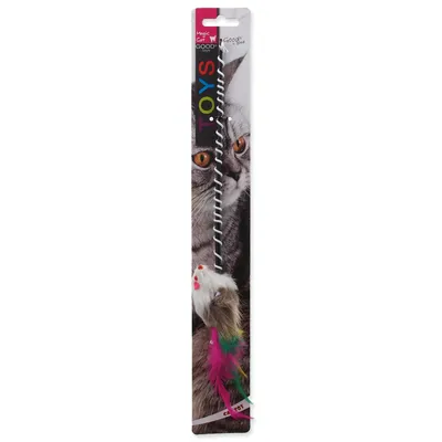Zdjęcie produktu dla Zabawka MAGICZNY KOT wędka z myszką i ogonem 30 cm 1 szt