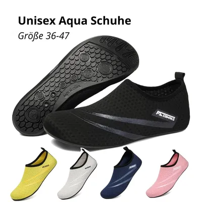 Produktbild von Uni Aqua Schuhe mit Anti-Rutsch Sohle – Barfuß Wasserschuhe für Strand, Schwimmen, Surfen, Fitness & Wassersport – Schwarz, 42-43