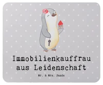 Produktbild von Mr. & Mrs. Panda Mousepad Immobilienkauffrau Leidenschaft - Grau Pastell - Geschenk, Ausbildung, Mouse Pad, computermatte, Lustig, Mauspad, Witzig, laptop, mausteppich