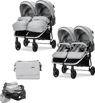 Produktbild von Lorelli DUO Zwillingsbuggy/Geschwisterbuggy bis 22 kg – 2 Sitze, Liegeposition, Alurahmen, Einhand-Faltung, großes Verdeck, EN 1888