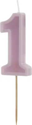 Produktbild von Geburtstagskerze Zahl 1, lila, 6 cm