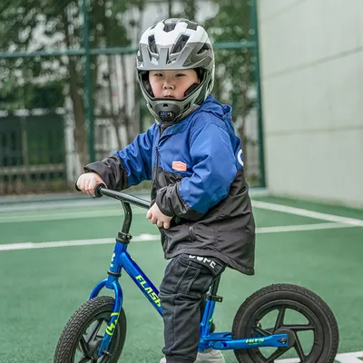 Produktbild von Kinderfahrradhelm mit abnehmbarem Kinnschutz, Größe S (48–54 cm) – grau