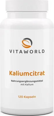 Produktbild von Vitaworld Kaliumcitrat | 120 Kapseln | 605 mg Kalium pro Tagesdosis | vegan