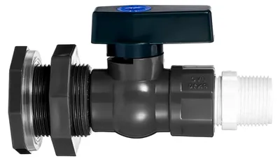 Produktbild von Regentonnenhahn 3/4 Zoll PVC mit 1 Zoll Regelventil, Schottanschluss und Schlauchadapter für Aquarien, Pools und Gartenfässer