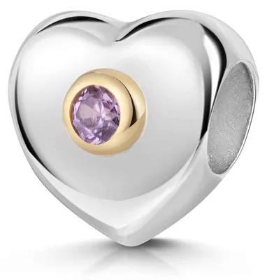 Immagine prodotto di MATERIA by Matthias Wagner Cuore Bead Argento 925 con zirconi viola placcato oro 10 x 11 mm 782