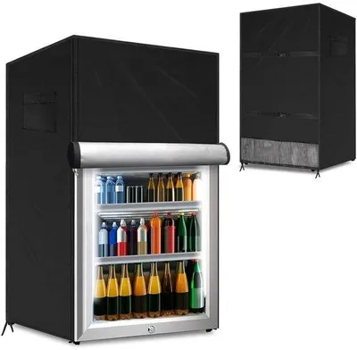 Immagine prodotto di Copertura protettiva per frigorifero - Copertura per frigorifero con cerniera - Impermeabile - 210D - Nera - 56 x 58 x 86 cm - Adatta per cucina, campeggio e attività all'aperto