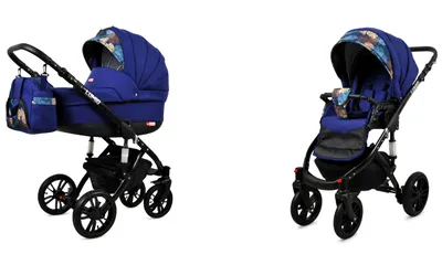 Obrázok produktu pre BabyLux® Lumio | Kočík 2v1 Set | SAILOR BLUE Black Frame | Kombi set na kočík | Bugina + Vaničku