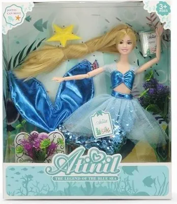 Immagine prodotto di Bambola sirena Atini con capelli lunghi - La leggenda del mare blu, 3+