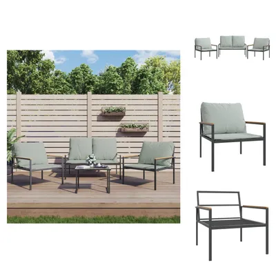 Produktbild von vidaXL 3-tlg. Garten-Lounge-Set mit Kissen Anthrazit Stahl - Gartenmöbel-Sets