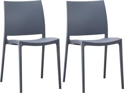 Immagine prodotto di set di 2 sedie da giardino - patio - impilabili e in plastica resistente ai raggi UV | colore: grigio