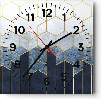 Produktbild von Wanduhr - Quadrat - Glasuhr - Abstraktion Figuren Geometrisch - 40x40cm - Schleichendes Uhrwerk - Lautlos - zum Aufhängen bereit - Dekoration Modern - Wanddekoration aus Glas - C4AC40x40-5135