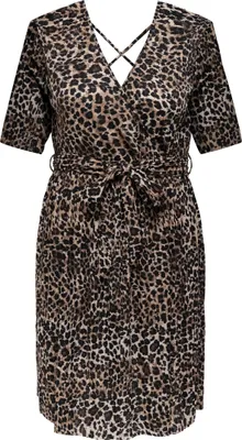 Produktbild von ONLY CARMAKOMA Legeres Wickelkleid mit Bindeband und Leopardenmuster Größe: 54
