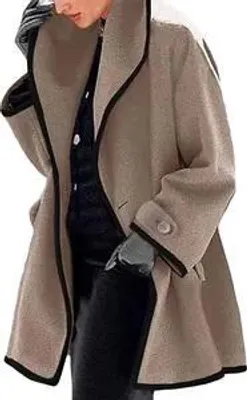 Produktbild von ASKSA Damen Einfarbige Wintermantel mit Kapuze Warmer Mittellange Winterparka Dufflecoat, A Khaki, L