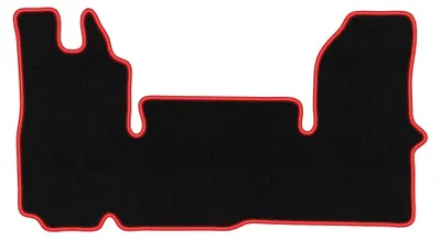Zdjęcie produktu dla Dywaniki samochodowe welurowe CARLUX-RED do: Renault Master II  (2003-2010, Dostawczy) czarne z czerwonym obszyciem, z mocowaniami