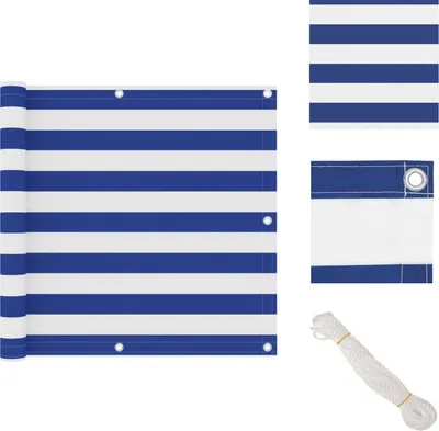 Produktbild von vidaXL Balkon-Sichtschutz Weiß und Blau 90x400 cm Oxford-Gewebe -  Sonnenschirme & Sonnenschutze
